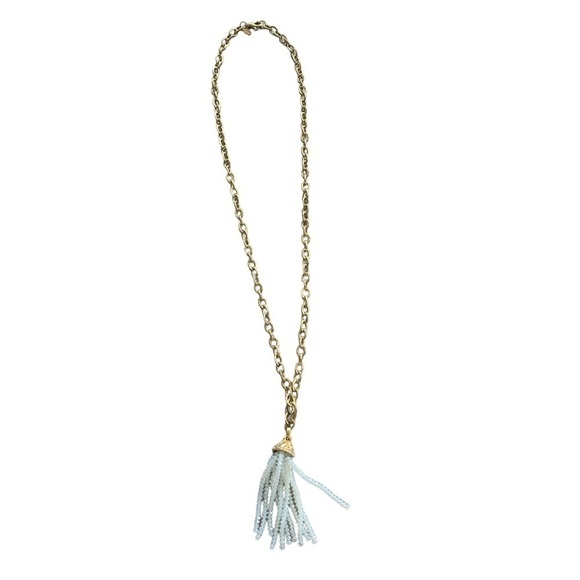 Adrienne Jewelry - 🆕 Adrienne Goldtone Tassel Necklace White 18” Chain 4” Tassel